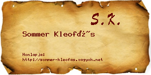 Sommer Kleofás névjegykártya